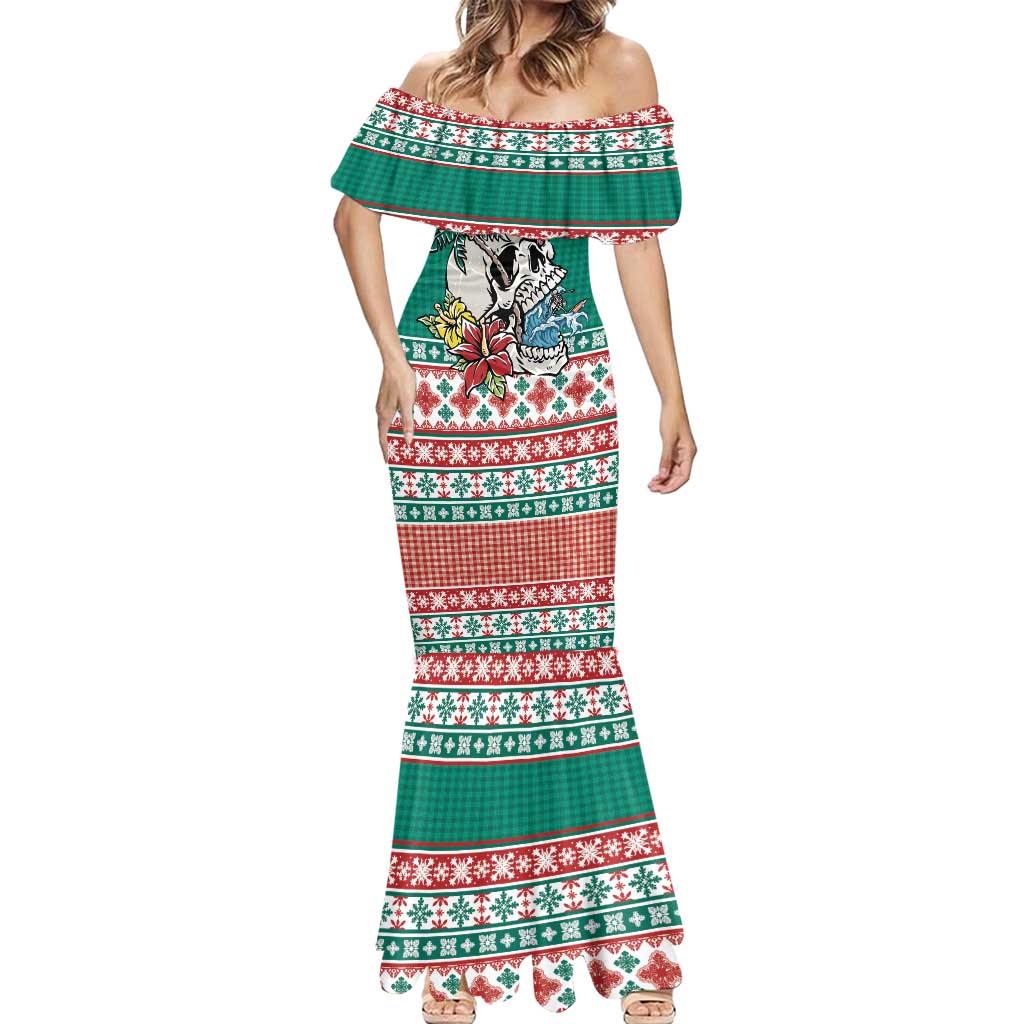 Hawaiian Skull Surfs Mermaid Dress Mele Kalikimaka Palaka Quilt Pattern - Polynesian Pride