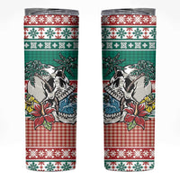 Hawaiian Skull Surfs Skinny Tumbler Mele Kalikimaka Palaka Quilt Pattern - Polynesian Pride
