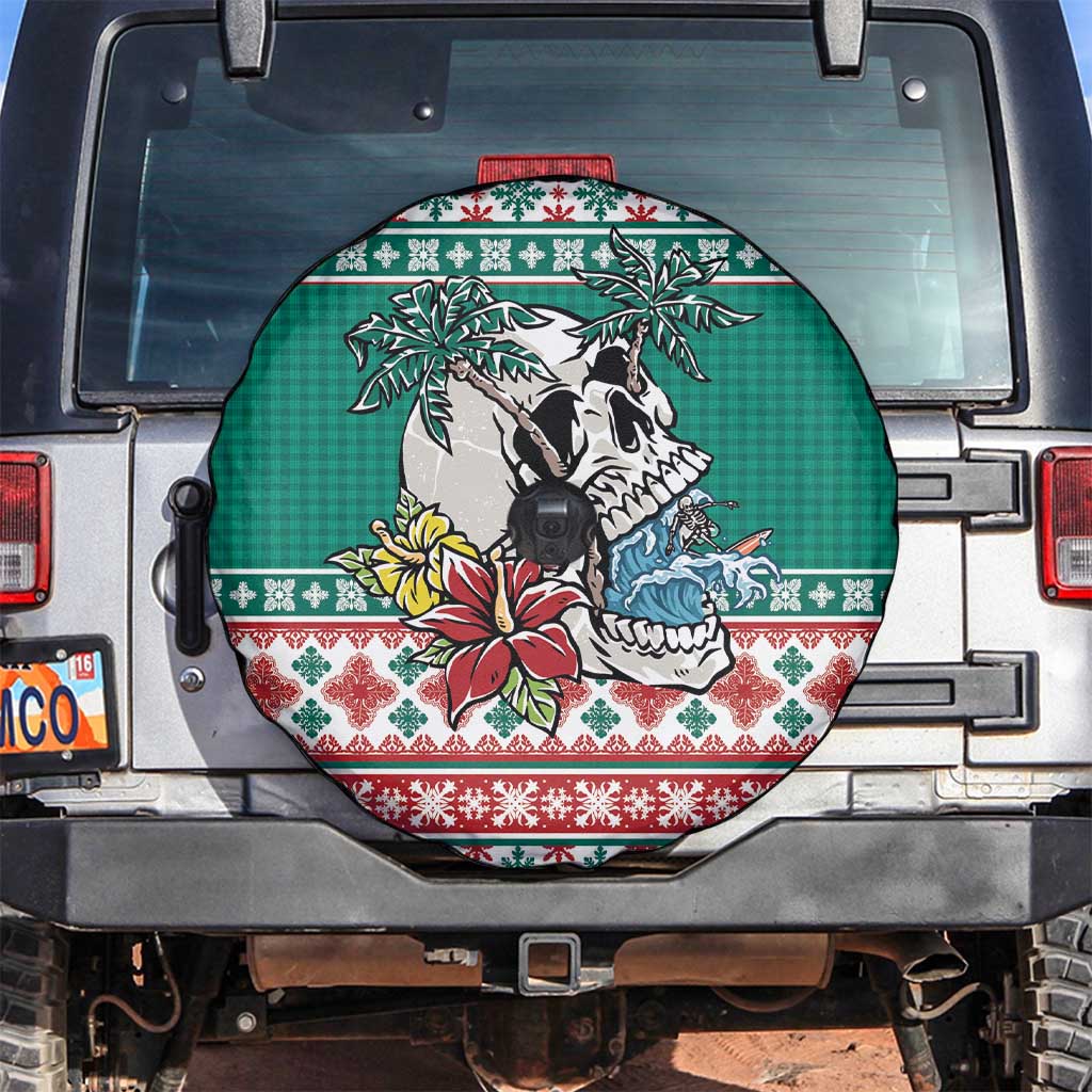 Hawaiian Skull Surfs Spare Tire Cover Mele Kalikimaka Palaka Quilt Pattern - Polynesian Pride