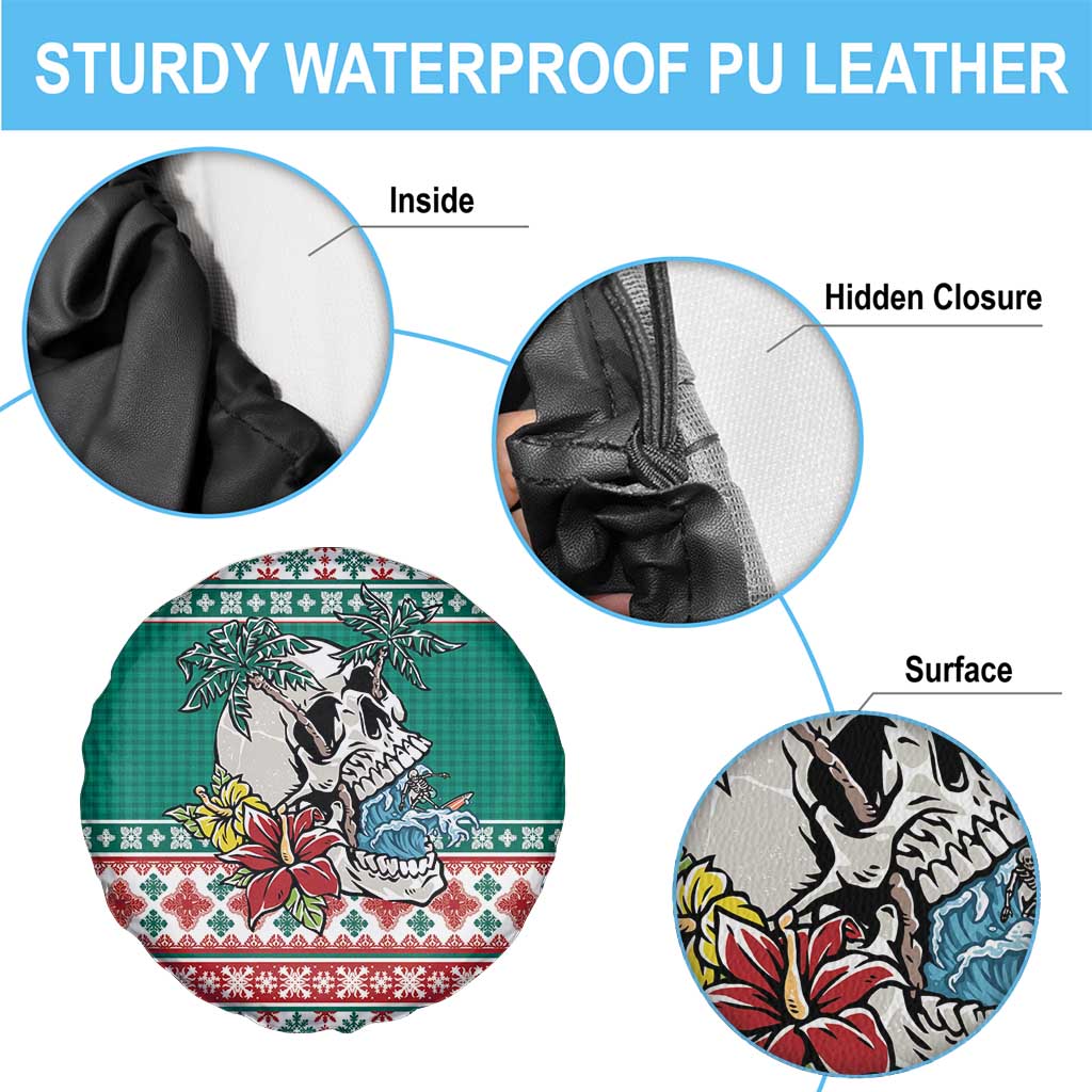 Hawaiian Skull Surfs Spare Tire Cover Mele Kalikimaka Palaka Quilt Pattern - Polynesian Pride