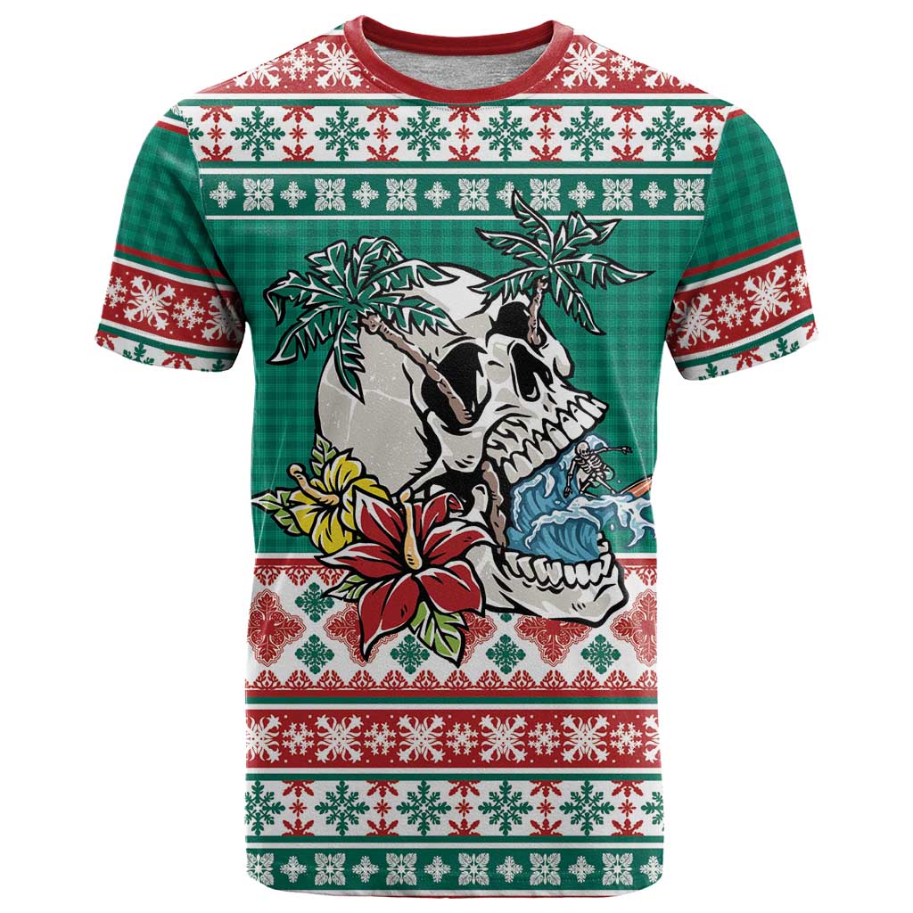 Hawaiian Skull Surfs T Shirt Mele Kalikimaka Palaka Quilt Pattern - Polynesian Pride