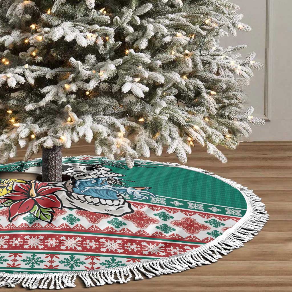 Hawaiian Skull Surfs Tree Skirt Mele Kalikimaka Palaka Quilt Pattern - Polynesian Pride