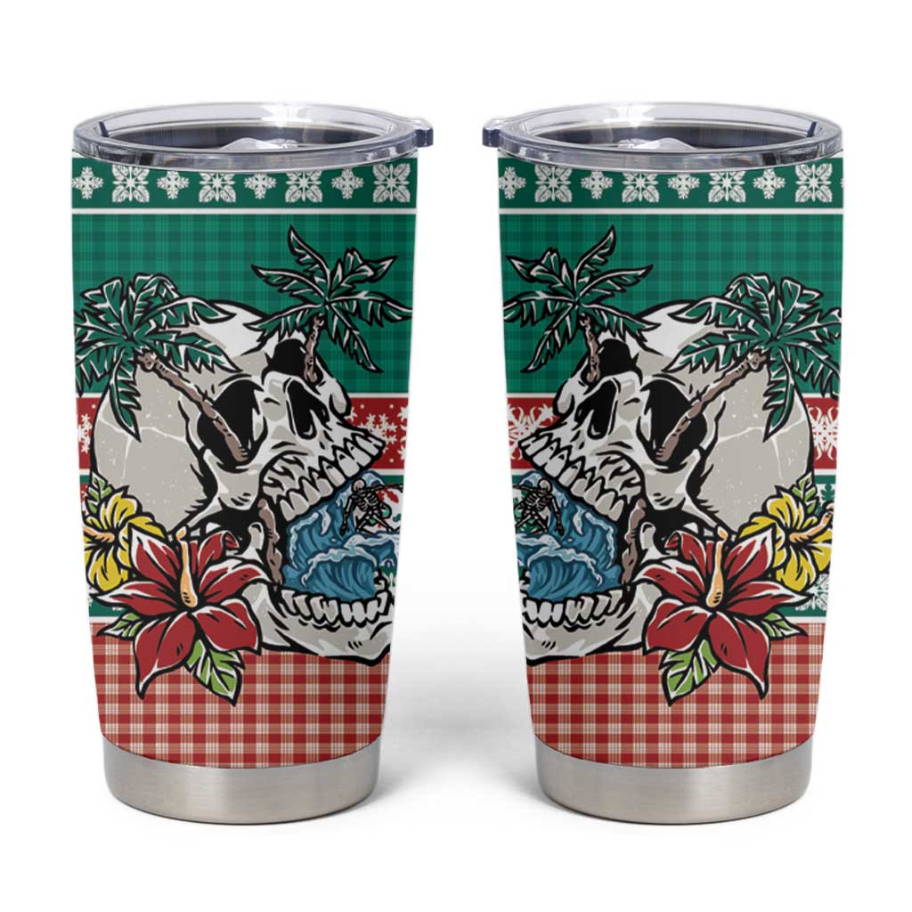 Hawaiian Skull Surfs Tumbler Cup Mele Kalikimaka Palaka Quilt Pattern - Polynesian Pride