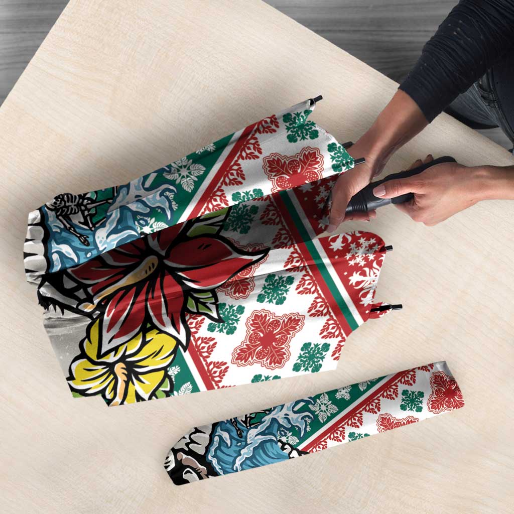 Hawaiian Skull Surfs Umbrella Mele Kalikimaka Palaka Quilt Pattern - Polynesian Pride