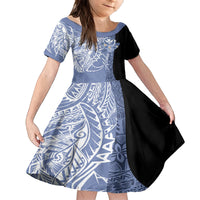 Aloha Vintage Hawaii Tribal Family Matching Tank Maxi Dress and Hawaiian Shirt Blue Style LT9 Daughter's Dress Blue - Polynesian Pride
