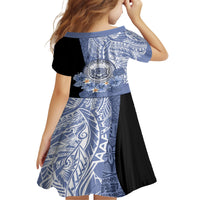 Aloha Vintage Hawaii Tribal Family Matching Tank Maxi Dress and Hawaiian Shirt Blue Style LT9 - Polynesian Pride