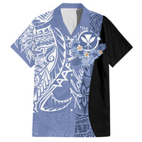 Aloha Vintage Hawaii Tribal Family Matching Tank Maxi Dress and Hawaiian Shirt Blue Style LT9 Dad's Shirt - Short Sleeve Blue - Polynesian Pride