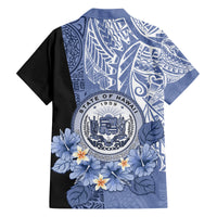 Aloha Vintage Hawaii Tribal Family Matching Tank Maxi Dress and Hawaiian Shirt Blue Style LT9 - Polynesian Pride