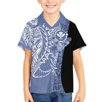 Aloha Vintage Hawaii Tribal Family Matching Tank Maxi Dress and Hawaiian Shirt Blue Style LT9 Son's Shirt Blue - Polynesian Pride