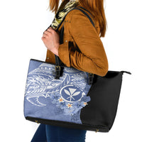 Aloha Vintage Hawaii Tribal Leather Tote Bag Blue Style LT9 Blue - Polynesian Pride