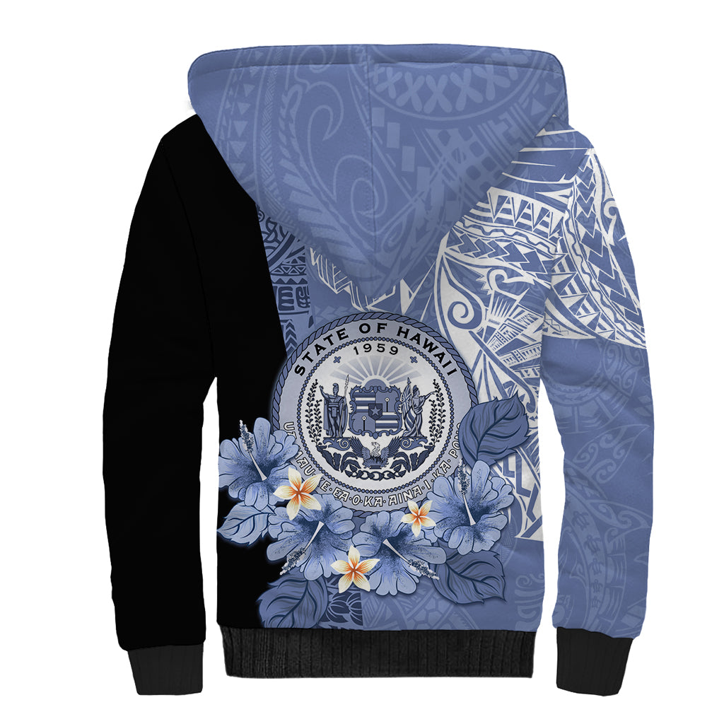 Aloha Vintage Hawaii Tribal Sherpa Hoodie Blue Style LT9 - Polynesian Pride