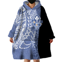 Aloha Vintage Hawaii Tribal Wearable Blanket Hoodie Blue Style LT9 - Polynesian Pride