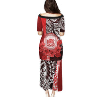 Aloha Vintage Hawaii Tribal Family Matching Puletasi Dress and Hawaiian Shirt Red Style LT9 - Polynesian Pride