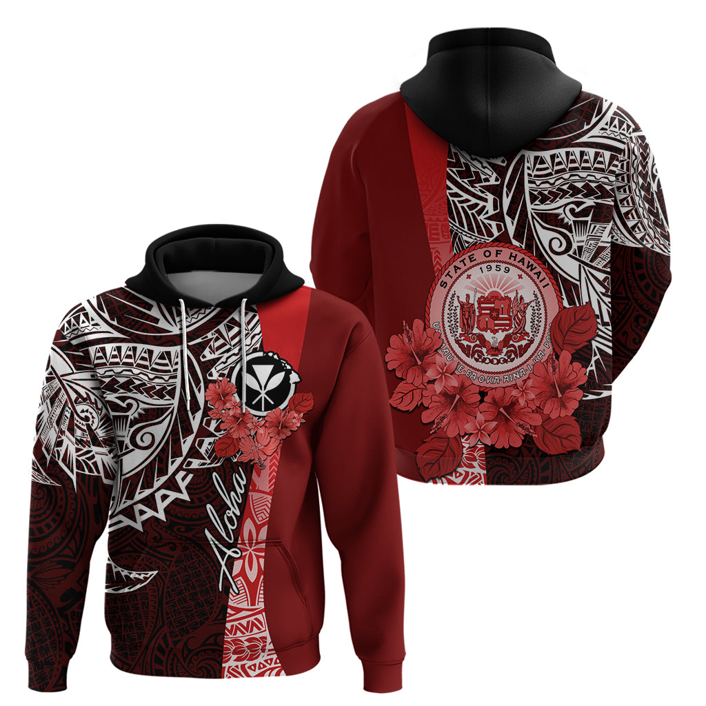 Aloha Vintage Hawaii Tribal Hoodie Red Style LT9 - Polynesian Pride