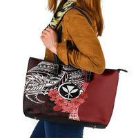 Aloha Vintage Hawaii Tribal Leather Tote Bag Red Style LT9 Red - Polynesian Pride