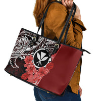 Aloha Vintage Hawaii Tribal Leather Tote Bag Red Style LT9 - Polynesian Pride