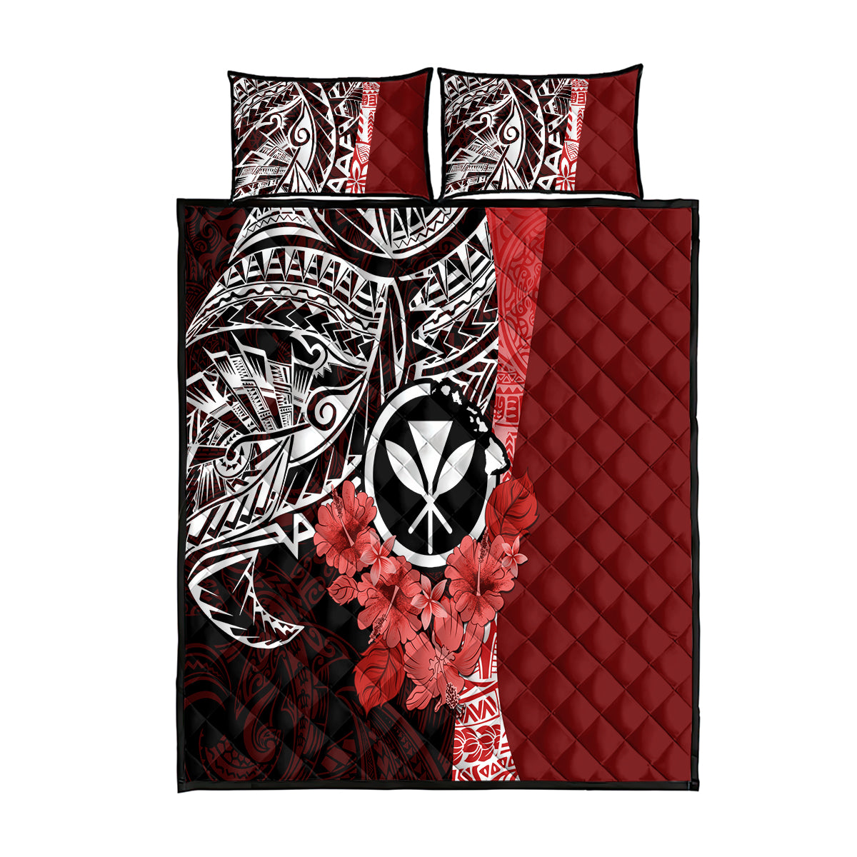 Aloha Vintage Hawaii Tribal Quilt Bed Set Red Style LT9 Red - Polynesian Pride