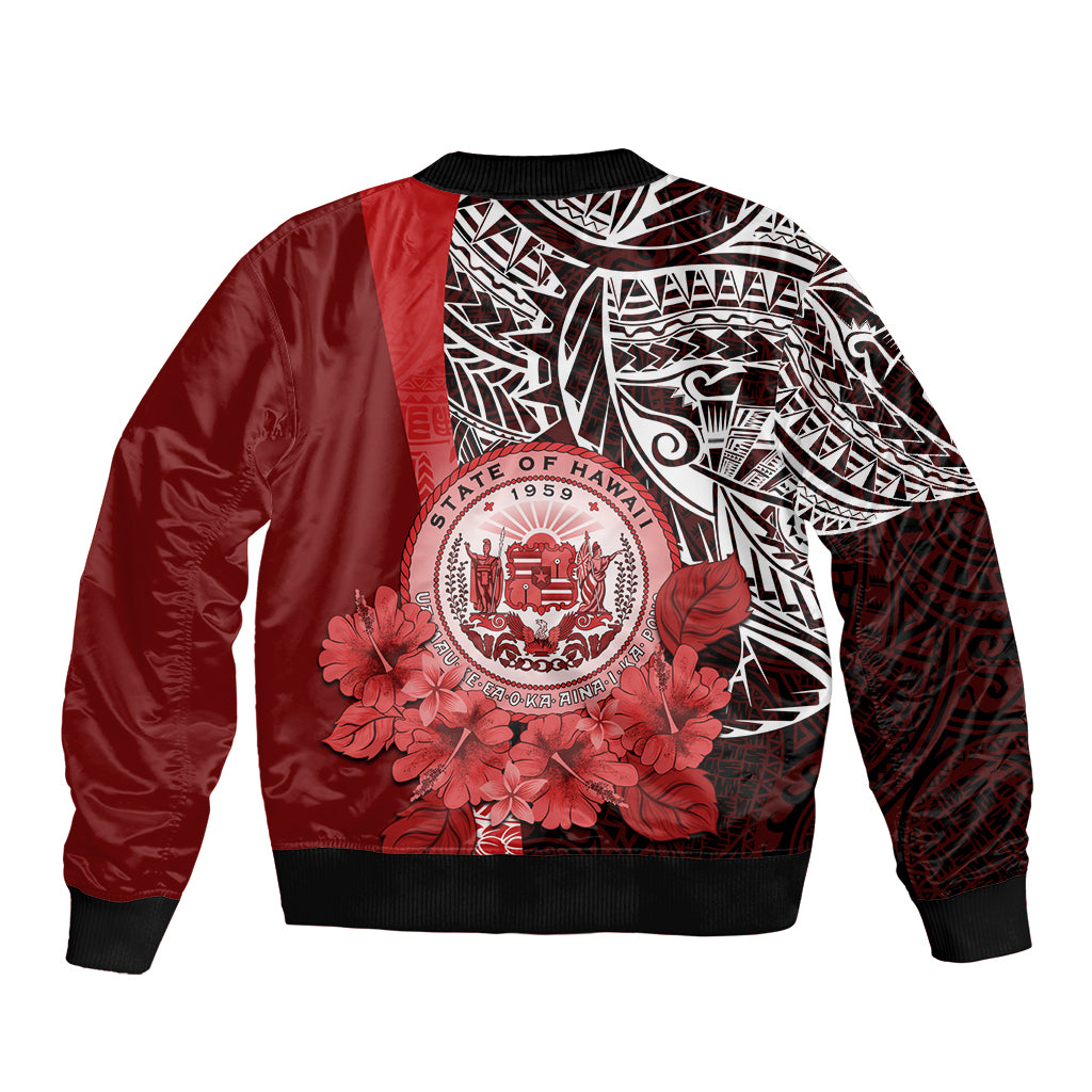 Aloha Vintage Hawaii Tribal Sleeve Zip Bomber Jacket Red Style LT9 - Polynesian Pride