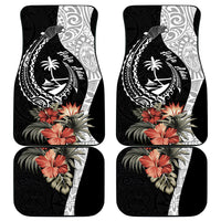 Hafa Adai Guam Car Mats Tropical Flowers with Polynesian Pattern LT9 Black - Polynesian Pride