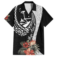Hafa Adai Guam Hawaiian Shirt Tropical Flowers with Polynesian Pattern LT9 Black - Polynesian Pride