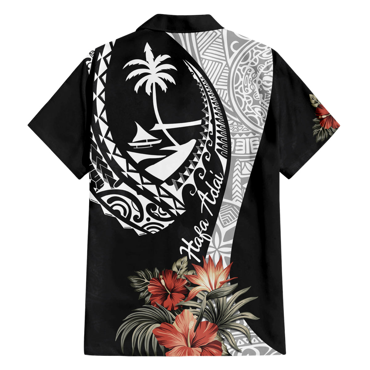 Hafa Adai Guam Hawaiian Shirt Tropical Flowers with Polynesian Pattern LT9 - Polynesian Pride