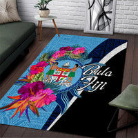 Bula Fiji Vintage Fijian Masi Pattern Area Rug Blue Unique LT9 Blue - Polynesian Pride