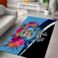 Bula Fiji Vintage Fijian Masi Pattern Area Rug Blue Unique LT9 - Polynesian Pride