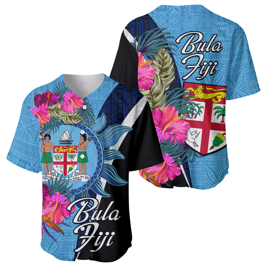 Bula Fiji Vintage Fijian Masi Pattern Baseball Jersey Blue Unique LT9 - Polynesian Pride
