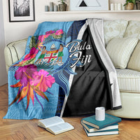 Bula Fiji Vintage Fijian Masi Pattern Blanket Blue Unique LT9 - Polynesian Pride