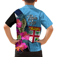 Bula Fiji Vintage Fijian Masi Pattern Kid Hawaiian Shirt Blue Unique LT9 - Polynesian Pride