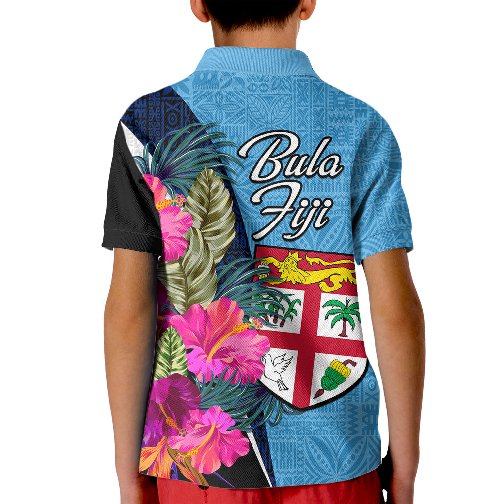 Bula Fiji Vintage Fijian Masi Pattern Kid Polo Shirt Blue Unique LT9 - Polynesian Pride