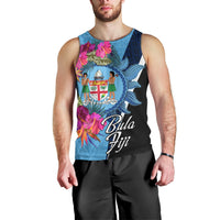 Bula Fiji Vintage Fijian Masi Pattern Men Tank Top Blue Unique LT9 - Polynesian Pride