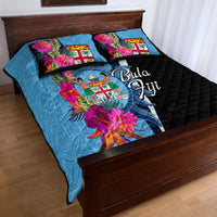 Bula Fiji Vintage Fijian Masi Pattern Quilt Bed Set Blue Unique LT9 - Polynesian Pride
