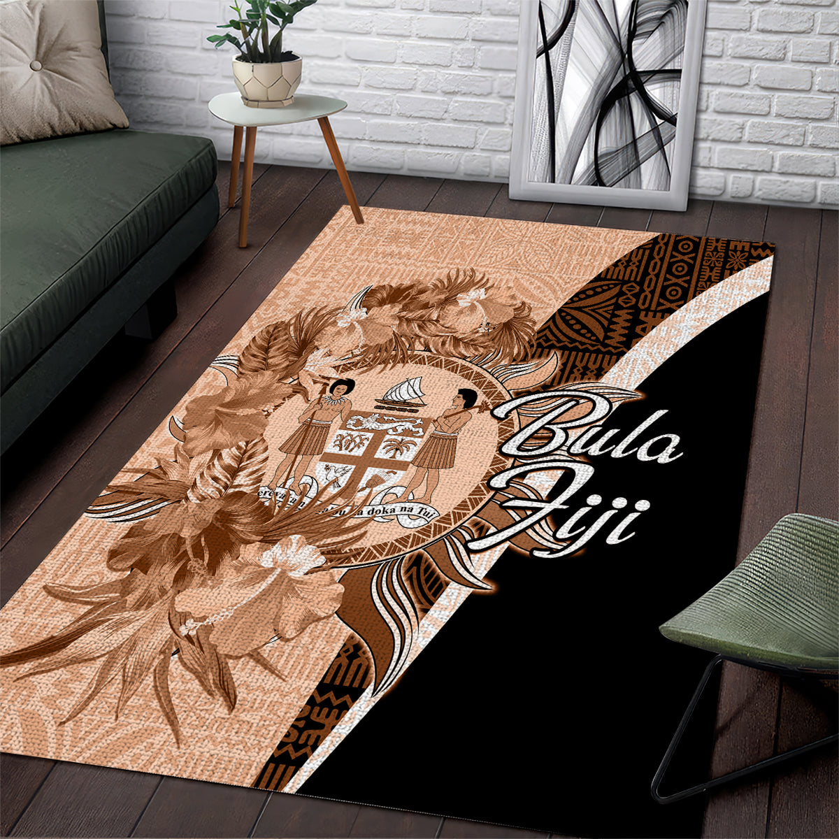 Bula Fiji Vintage Fijian Masi Pattern Area Rug Peach Fuzz Unique LT9 Peach Fuzz - Polynesian Pride