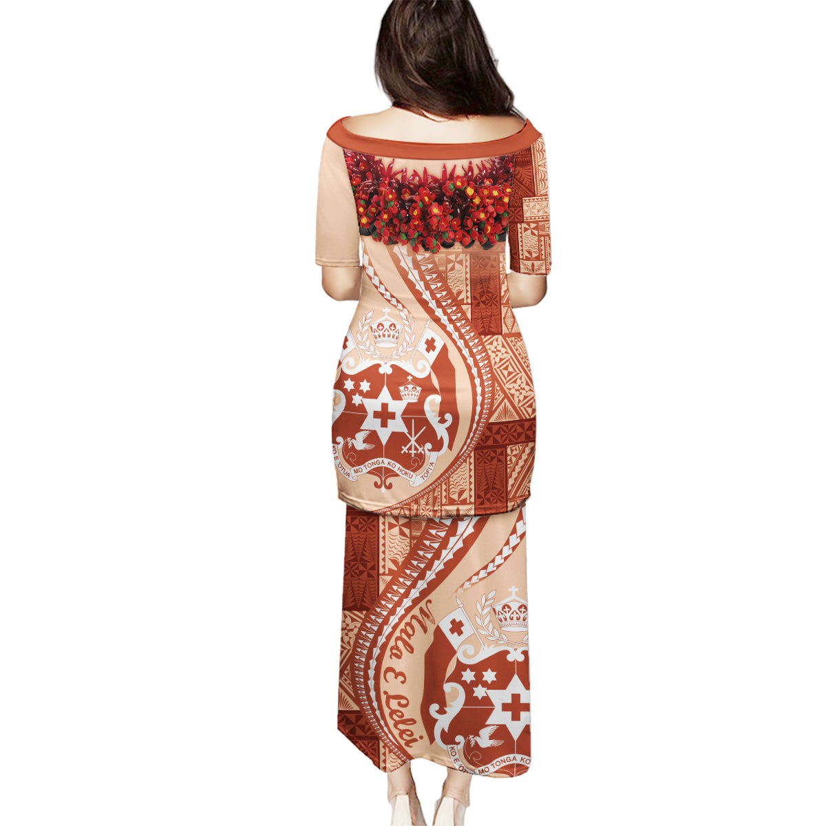 Vintage Tonga Kahoa Heilala Flower Family Matching Puletasi Dress and Hawaiian Shirt LT9 - Polynesian Pride