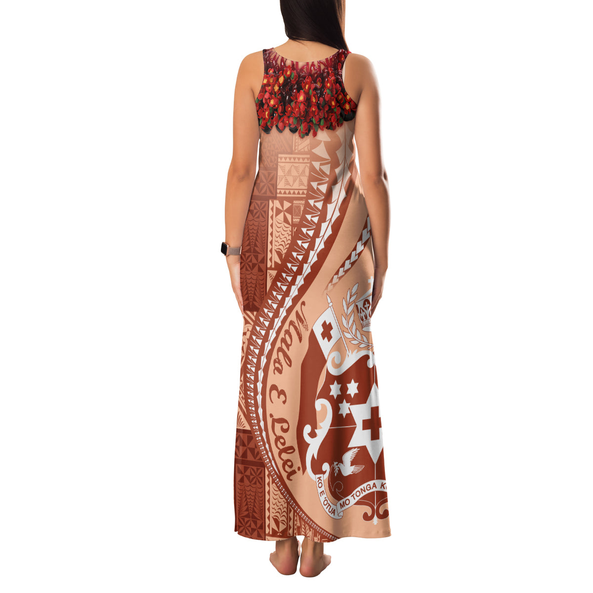 Vintage Tonga Kahoa Heilala Flower Family Matching Tank Maxi Dress and Hawaiian Shirt LT9 - Polynesian Pride