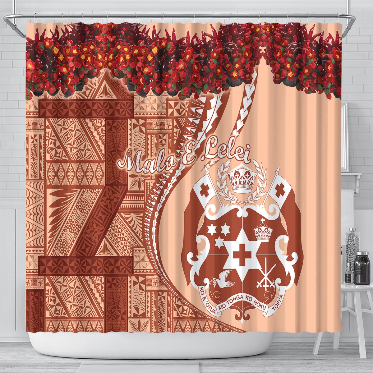Vintage Tonga Kahoa Heilala Flower Shower Curtain LT9 - Polynesian Pride
