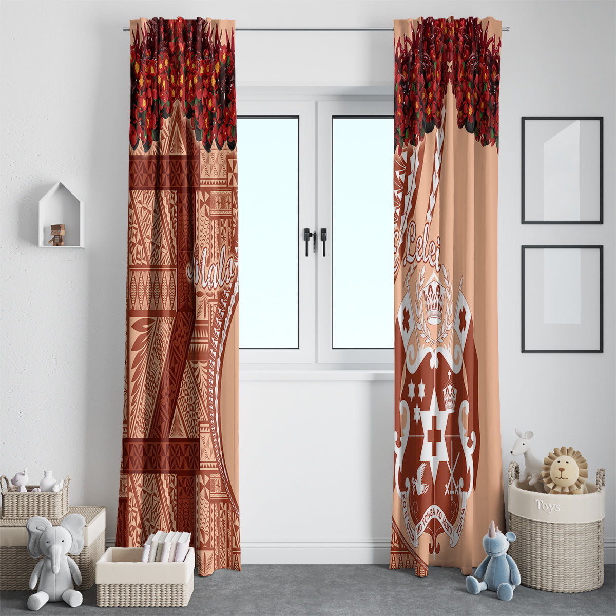 Vintage Tonga Kahoa Heilala Flower Window Curtain LT9 - Polynesian Pride