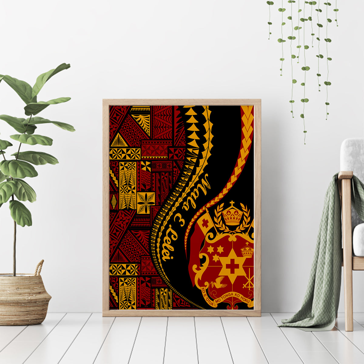 Vintage Tonga Malo E Lelei Ngatu Pattern Canvas Wall Art LT9 - Polynesian Pride