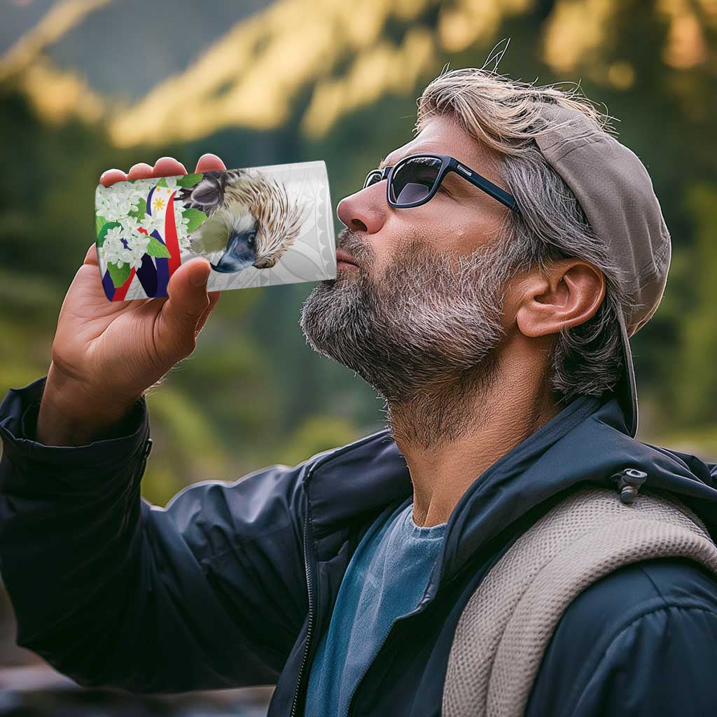 Philippines Eagle and Sampaguita Flowers 4 in 1 Can Cooler Tumbler Polynesian Pattern LT9