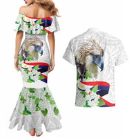 Philippines Eagle and Sampaguita Flowers Couples Matching Mermaid Dress and Hawaiian Shirt Polynesian Pattern