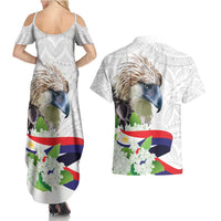 Philippines Eagle and Sampaguita Flowers Couples Matching Summer Maxi Dress and Hawaiian Shirt Polynesian Pattern