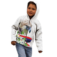 Philippines Eagle and Sampaguita Flowers Kid Hoodie Polynesian Pattern