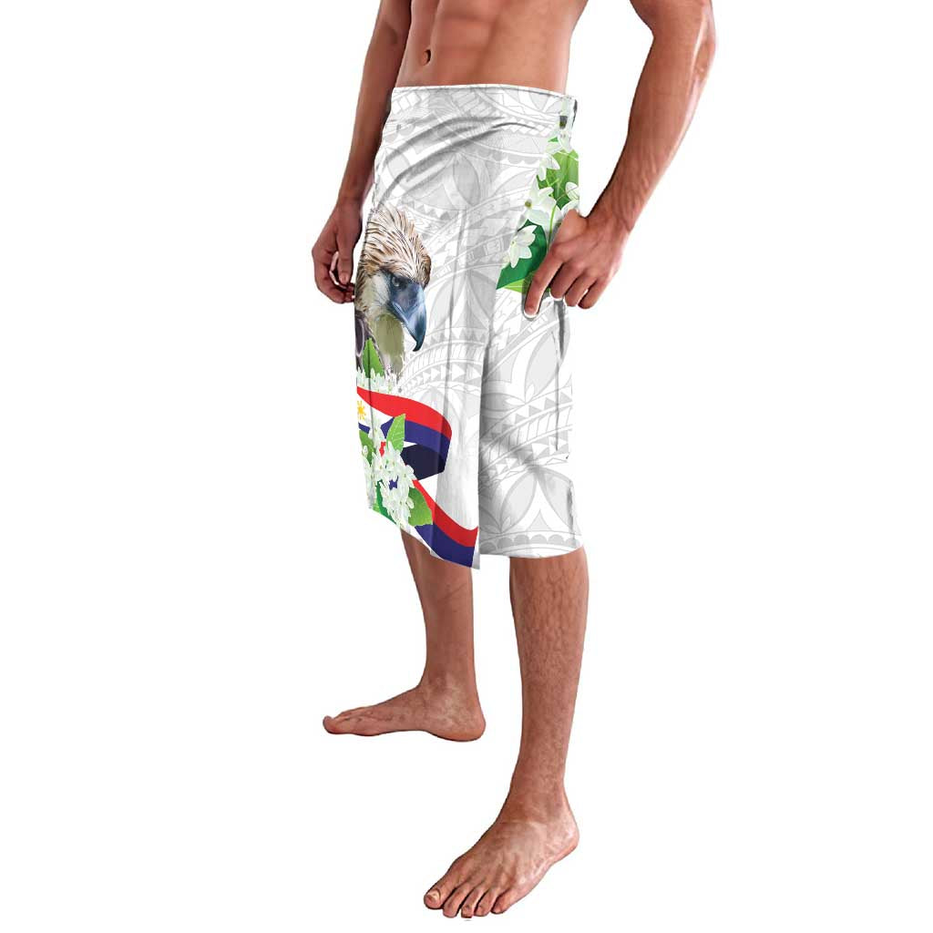 Philippines Eagle and Sampaguita Flowers Lavalava Polynesian Pattern