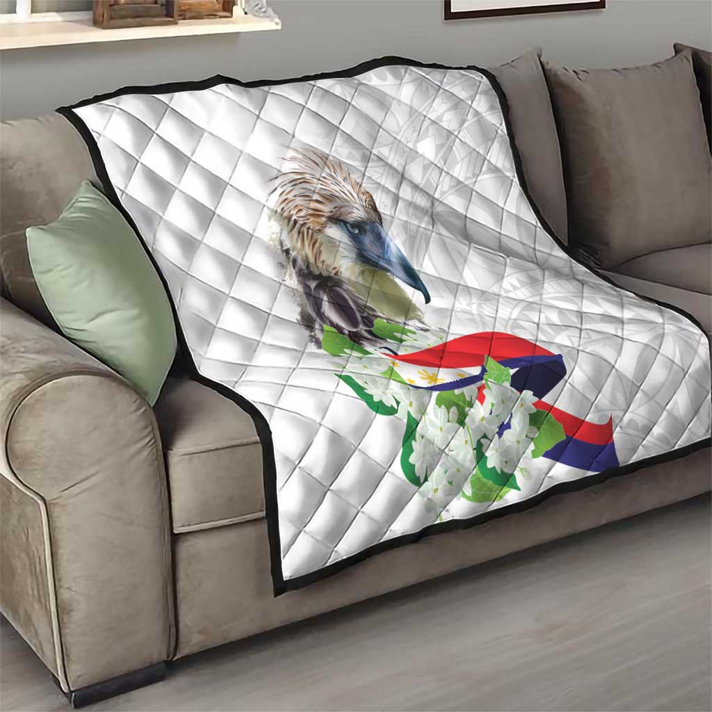 Philippines Eagle and Sampaguita Flowers Quilt Polynesian Pattern
