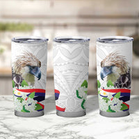 Philippines Eagle and Sampaguita Flowers Tumbler Cup Polynesian Pattern LT9