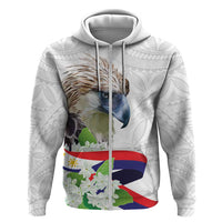 Philippines Eagle and Sampaguita Flowers Zip Hoodie Polynesian Pattern