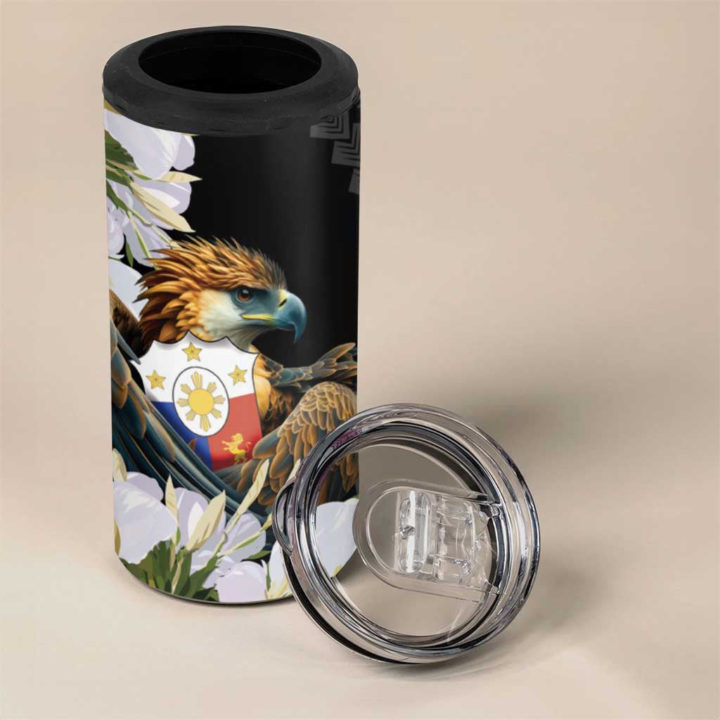 Philippines Eagle with Coat Of Arm 4 in 1 Can Cooler Tumbler Simple Sampaguita Jasmine LT9