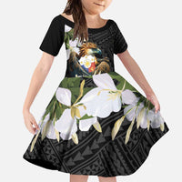 Philippines Eagle with Coat Of Arm Family Matching Long Sleeve Bodycon Dress and Hawaiian Shirt Simple Sampaguita Jasmine