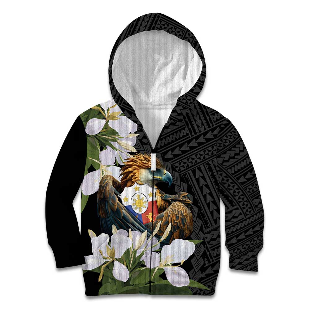 Philippines Eagle with Coat Of Arm Kid Hoodie Simple Sampaguita Jasmine